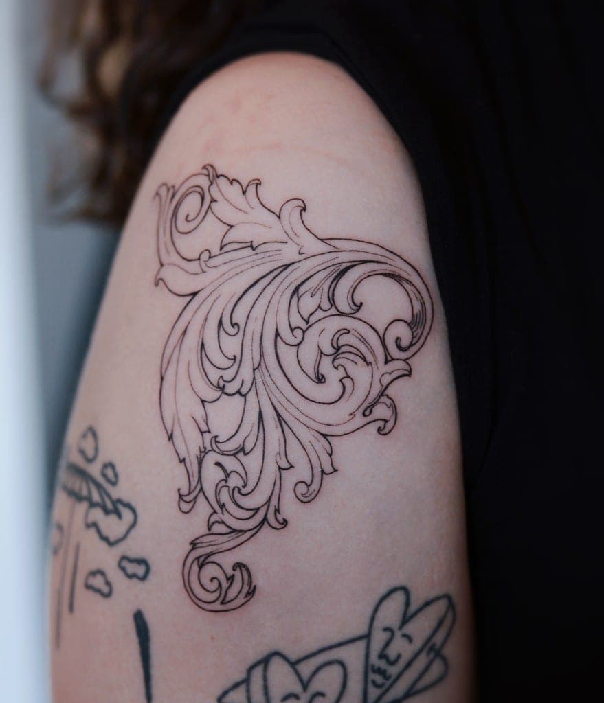 Akanthus Detail – Fineline, Linework von Eren, Atelier Noir nu Köln